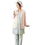 Angeliebe エンジェリーベ 授乳 口 付 ふんわり カーデ 付き 3点 セット パジャマ M ～ L ピンク 系