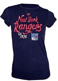 NHL Women's New York Rangers Fanella Triblend Tee By Old Time Hockey (HTH NAVY, SMALL)