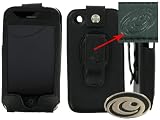 Apple iPhone 3G Premium Leather Case with Rotating Belt Clip - Bundle with Screen Protector Shield (Not Compatible with 1st Generation iPhone)