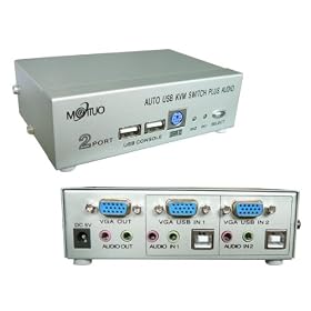 KALEA-INFORMATIQUE � - Boitier de Partage CLAVIER + SOURIS + ECRAN + SORTIE SON + ENTREE MICRO (KVM SWITCH) //// CLAVIER USB OU PS2 - SOURIS USB //// - 2 ports - AUTOMATIQUE : CONTROLE DES QUATRE PC PAR LE CLAVIER !
