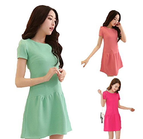 【ARINCO】 パステルカラー 半袖 ワンピース 春 キュート エレガント 大きい サイズ レディース S M L XL XXL