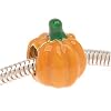 22K Gold Plated Orange Enamel Halloween Pumpkin Large Hole Bead Fits Pandora (1)