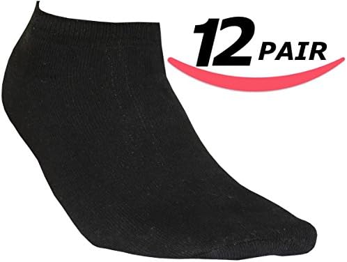 Utopia Wear Women's 12 Pack Cushion No show Socks (Black)