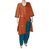 Indian Fashion Cotton Embroidered Salwar Kameez Size (L/40)