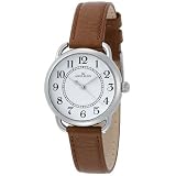 AK Anne Klein Women's Easy to Read Silver-Tone Casual Watch with a Brown Leather Strap #108687SVBN
