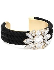 nOir "Jaipur" Black Brass Crystal Cord Cuff Bracelet