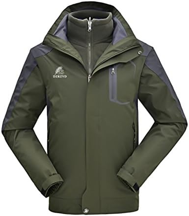 DZRDA Mens Outdoor Watertight Hiking Jacket Twinset Coat Green 4XL