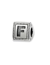 Triangle Block, Letter F Charm in Silver For 3mm Charm Bracelets