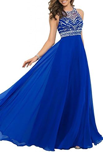 Amecema Womens Halter Royal Blue Formal Evening Dress Prom Gowns US Size 28W