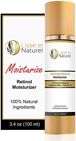 Lisse et Naturel Retinol Facial Moisturizer - Contains 2.5% Retinol, Hyaluronic Acid, Vitamin E and Vitamin B5 For The Most Effective Clinical Strength Anti-Wrinkle Retinol Moisturizer On The Market, Large 3.4 OZ size