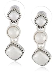 NINE WEST VINTAGE AMERICA "Metal Geo Jewels" Silver Colored Ox Textured Linear Drop Earrings