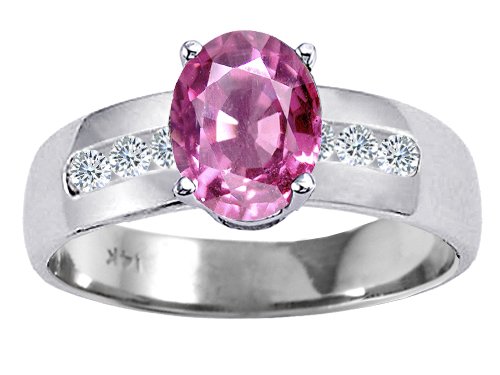 1.48 cts Genuine Pink Tourmaline Ring - 14kt White or Yellow Gold LIFETIME WARRANTEE