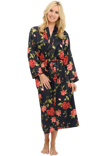 Del Rossa Women's Long Classic Satin Lounge Robe