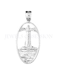 14K White Gold Lighthouse Pendant