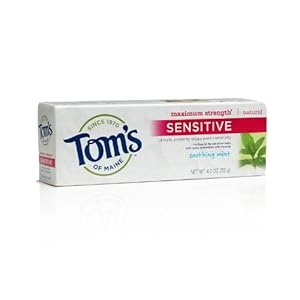 Tom's of Maine Maximum Strength Sensitive Toothpaste, Soothing Mint, 4-Ounce Tubes (Pack of 6)