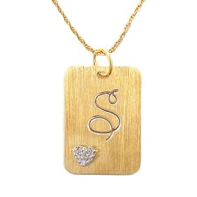 Sterling Silver w/ Diamond Accent "S" Initial Pendant