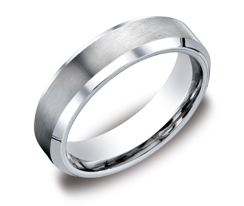 Mens Cobalt 6mm Comfort Fit Wedding Ring Band Satin Center High Polished Beveled Edges, Size 8
