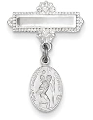 Sterling Silver Saint Christopher Medal Pin