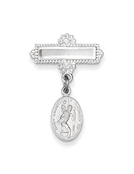 Sterling Silver Saint Christopher Medal Pin, Best Quality Free Gift Box Satisfaction Guaranteed