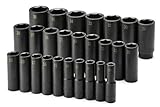 SK Hand Tools 4047 26-Piece 1/2-Inch Drive 6 Point Deep Metric Impact Socket Set
