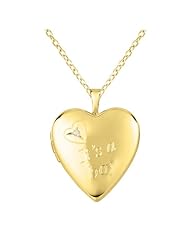 Gold over silver 0.01ct White Diamonds Heart Shaped Locket w/ Dia Its A Boy" Necklace (G-H, SI1-SI2)