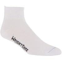 WrightSock Double Layer Coolmesh Quarter Sock, White - 2 Pack