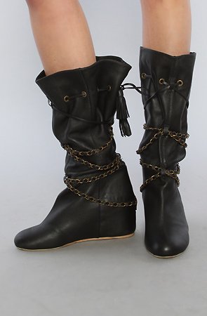 80%20 The Bobbie Chain Gathered Hidden Wedge Boot in Black,Shoes for Women from 80%20