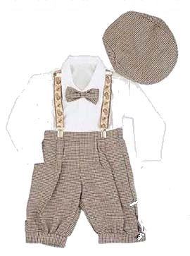 Infant & Toddler Boys Vintage Style Knickers Outfit 5-pc with Suspenders, Bowtie & Newsboy Cap