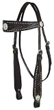 Midnight Rebel Browband Headstall - Black USA Leather