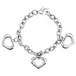 Inox Jewelry Women's Three Heart 316L Stainless Steel Charm Bracelet