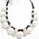 Women's Faux Pearl Rhinestone Bead Fashion Necklace
