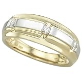 14K Two Tone Gold Men's Diamond Wedding Band Ring