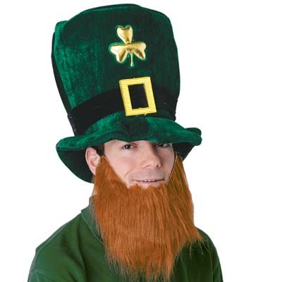 Plush Leprechaun Hat with Beard Adult (One-Size)