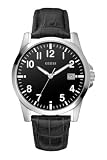 Guess - W65012G3 - Mens Fashion - Montre Homme - Quartz Analogique - Cadran Noir - Bracelet Cuir Noir
