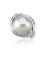 Mabe Pearl and Diamond Ring in 14K White Gold