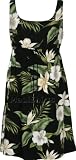 Empire Tie Front Short Tank - White Orchid Hibiscus Empire Waist Scoop Square Neck Knee Length Hawaiian Aloha Pullover Dress - Regular and Plus Size