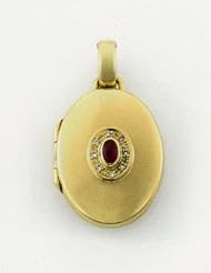 18K Yellow Gold Diamond and Ruby Locket Over 3/4 inch x Just Over 1 inch in 18K