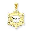 14k with Rhodium Diamond Cut Star of David Pendant