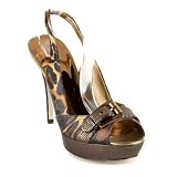 GUESS Women's Belian 2 Platform Slingback Sandal,Gold Multi Synthetic,9.5 M US