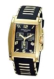 Charles Hubert Paris - Men's Premium Dress Watch with Black Face-plate and Gold-tone Accents, Casing, and Chronograph