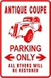 ANTIQUE CAR PARKING old restore hobby sign