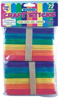 Colored Craft Stick Assorted 72 Pieces 4.5 Inch