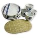 15 piece Porcelain Soba Set (5 cups / 5 plates / 5 mats)