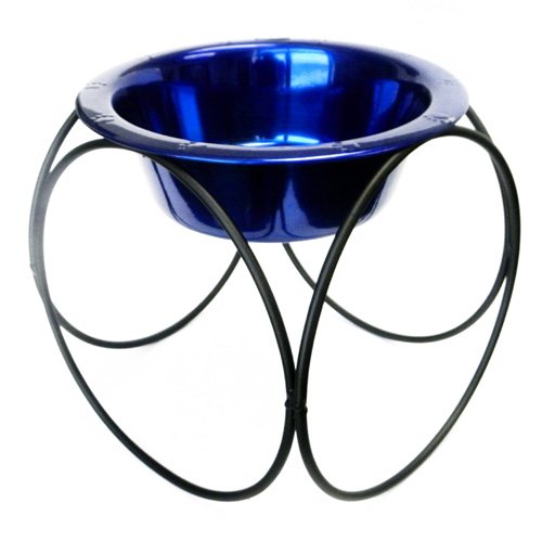 Olympic Dinner Stand w/ 32oz Stainless Steel Dog Bowl - Blue