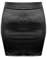 Lush Clothing B37-Black Wet Look Shinny Faux Leather Short Pvc Mini Skirt-Size-New