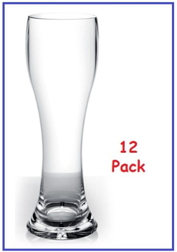 (Set of 12) 23 Oz. Crystal Clear Polycarbonate Pilsner Beer Glasses *Break Resistant*