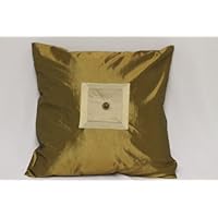 Powdery Gold and Beige Decorative Silky Cushion Covers Fortune Series - with Oriental Coin At Center