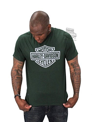 Harley-Davidson Mens Engine Force B&S Front & Back Green Short Sleeve T-Shirt