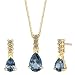 Dazzlingly Amorous 2.00 cts Pear Shape London Topaz Diamond Pendant Earrings Set 14Kt Yellow Gold
