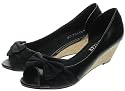 Couture Discount Peeptoes Sandalen mit Keilabsatz in Kork-Optik, Schwarz (S93)
